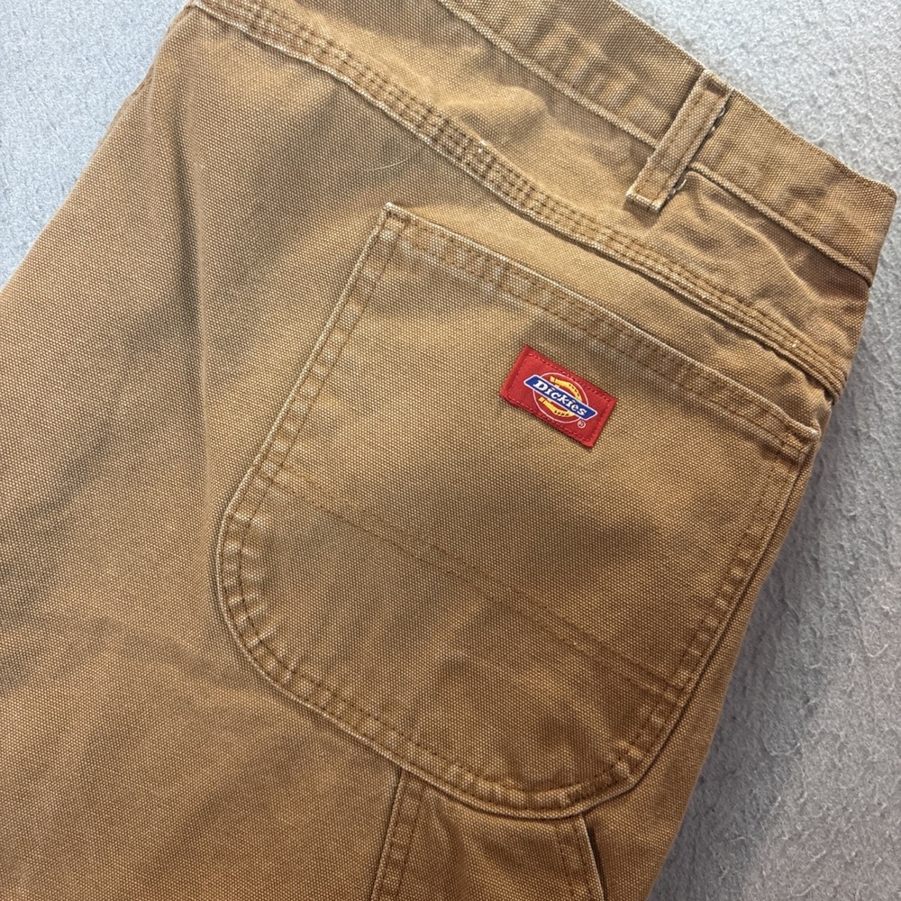 Dickies Carpenter Pant Men Size 44x30 Brown Flex Duck Canvas Utility Relaxed Fit